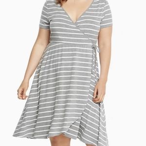 Torrid Grey and White Striped Jersey Dress